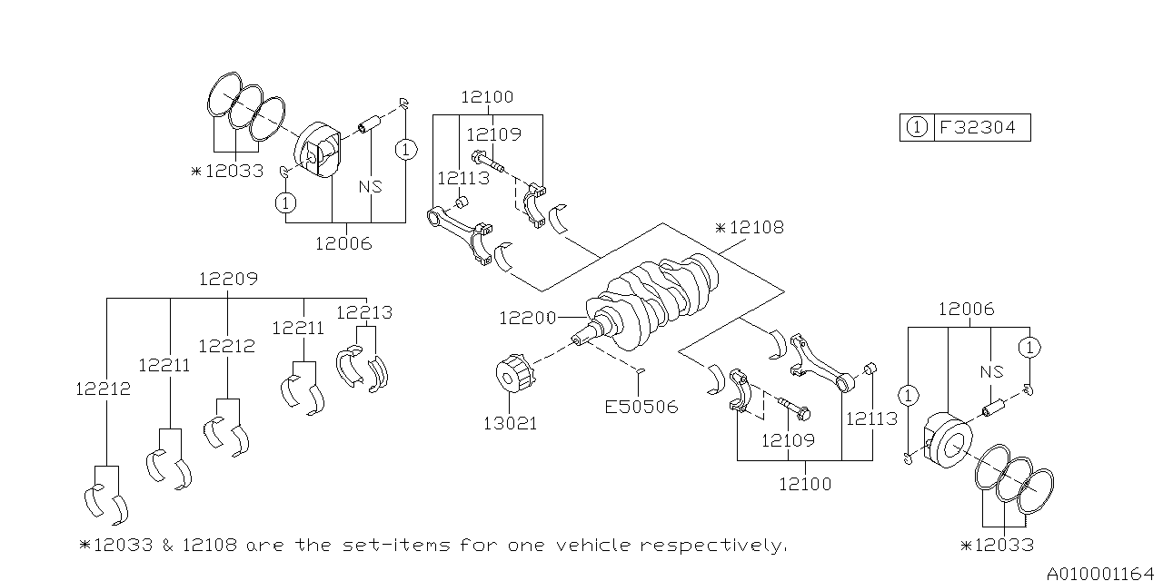 Diagram PISTON & CRANKSHAFT for your 2010 Subaru Impreza  GT Wagon 