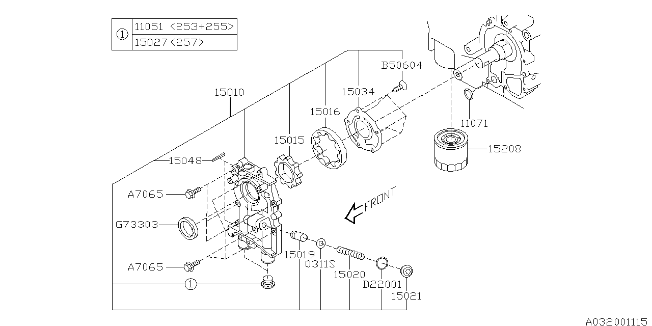 Diagram OIL PUMP & FILTER for your 2009 Subaru WRX   