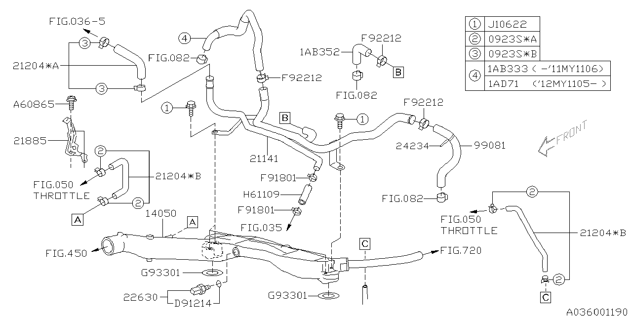 Diagram WATER PIPE (1) for your Subaru