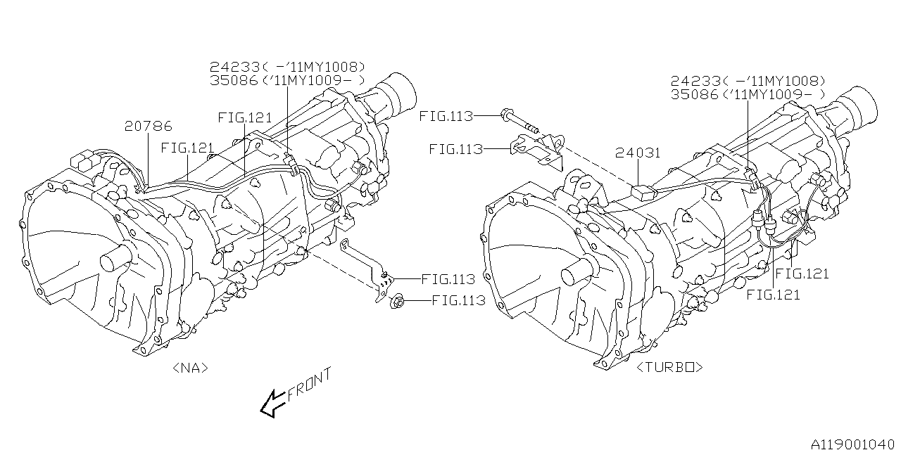 Diagram MT, TRANSMISSION HARNESS for your Subaru WRX  