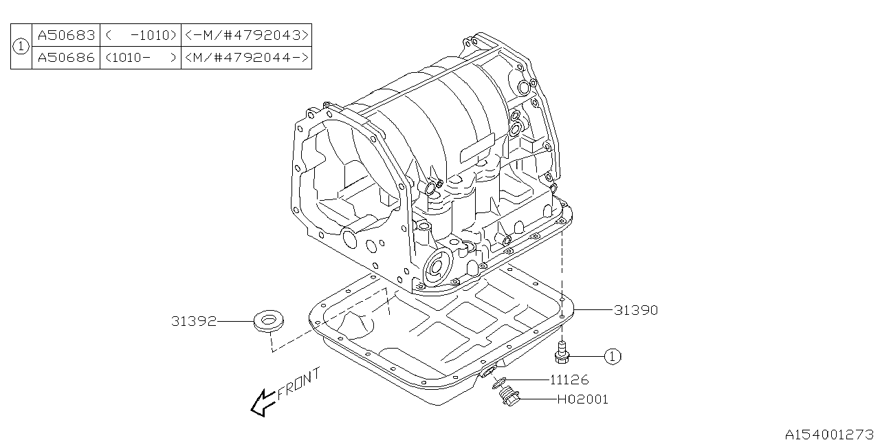 Diagram AT, TRANSMISSION CASE for your 2005 Subaru STI   