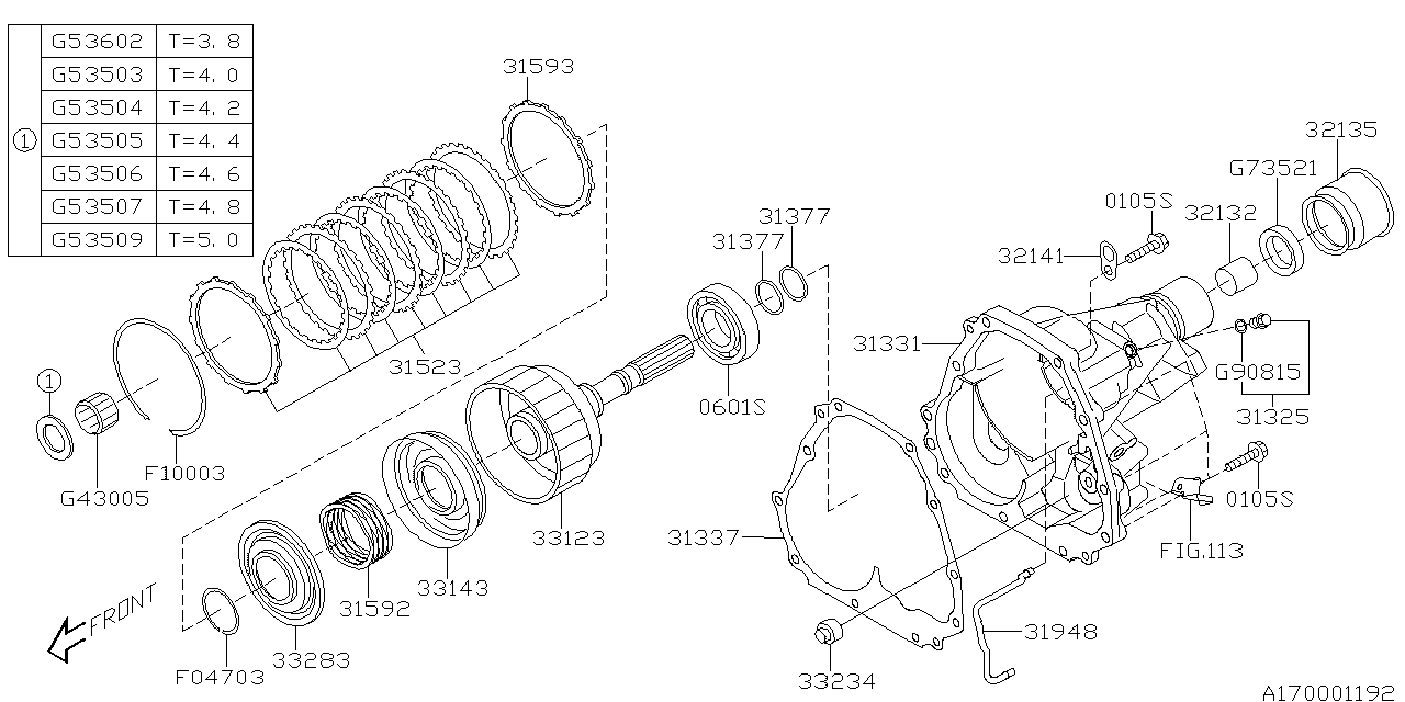 Diagram AT, TRANSFER & EXTENSION for your 2013 Subaru WRX  SEDAN 