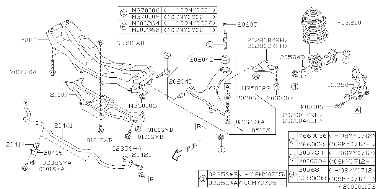 Diagram FRONT SUSPENSION for your 2010 Subaru WRX   