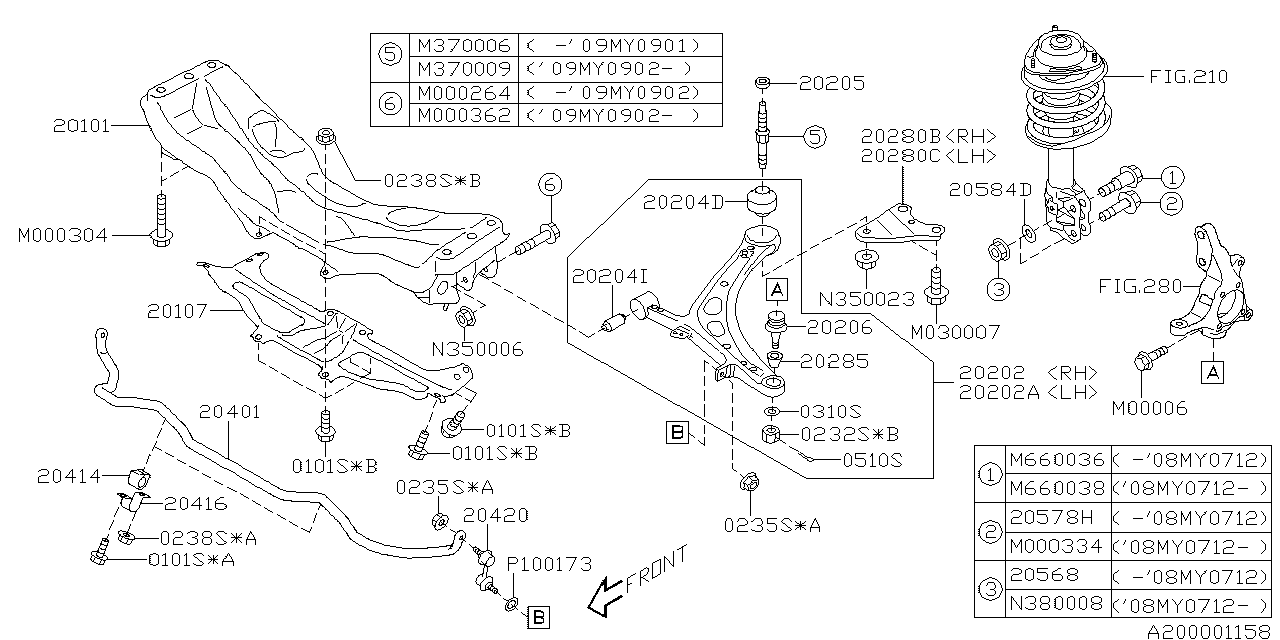 Diagram FRONT SUSPENSION for your 2010 Subaru WRX   