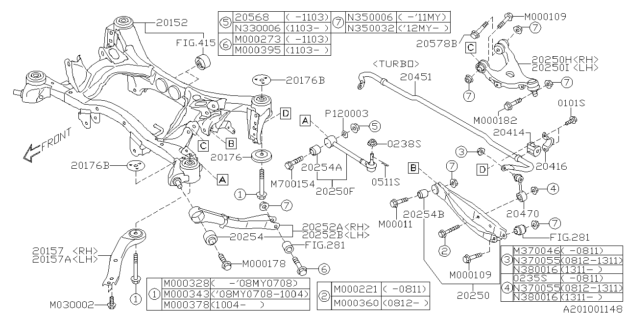 Diagram REAR SUSPENSION for your Subaru Impreza  