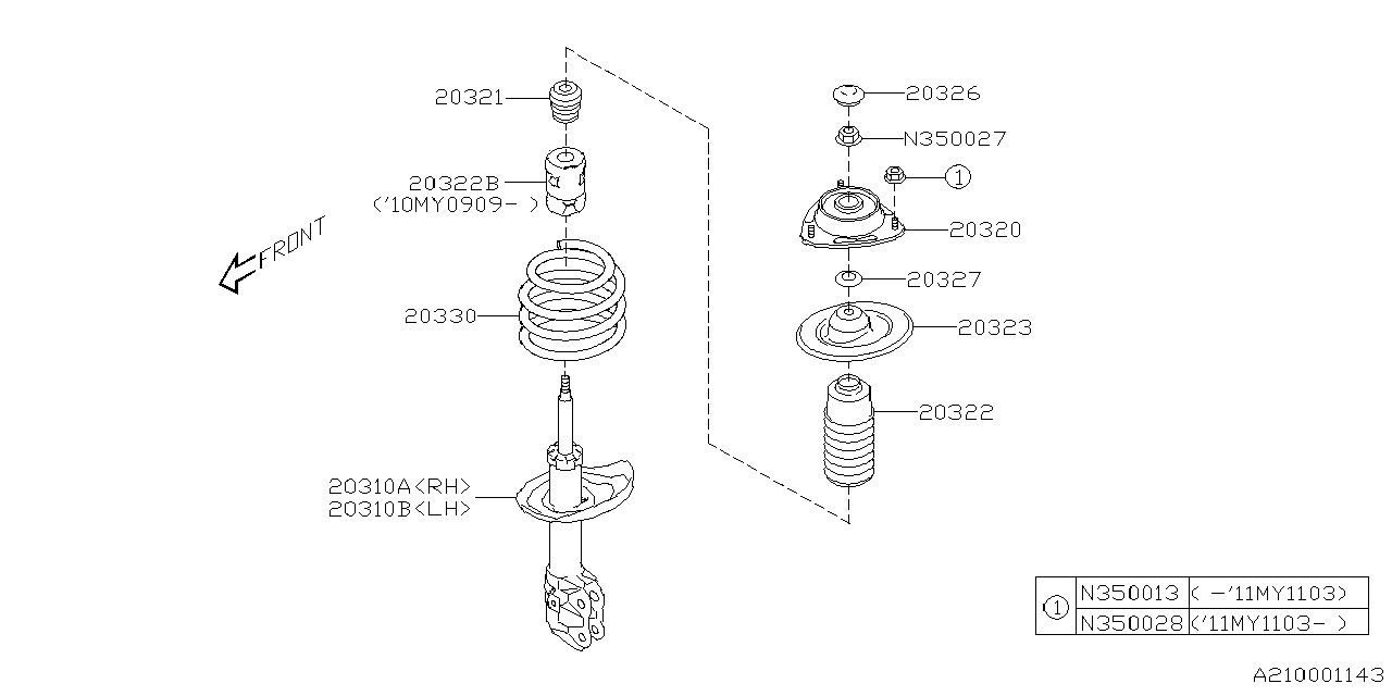 Diagram FRONT SHOCK ABSORBER for your 2008 Subaru Impreza   