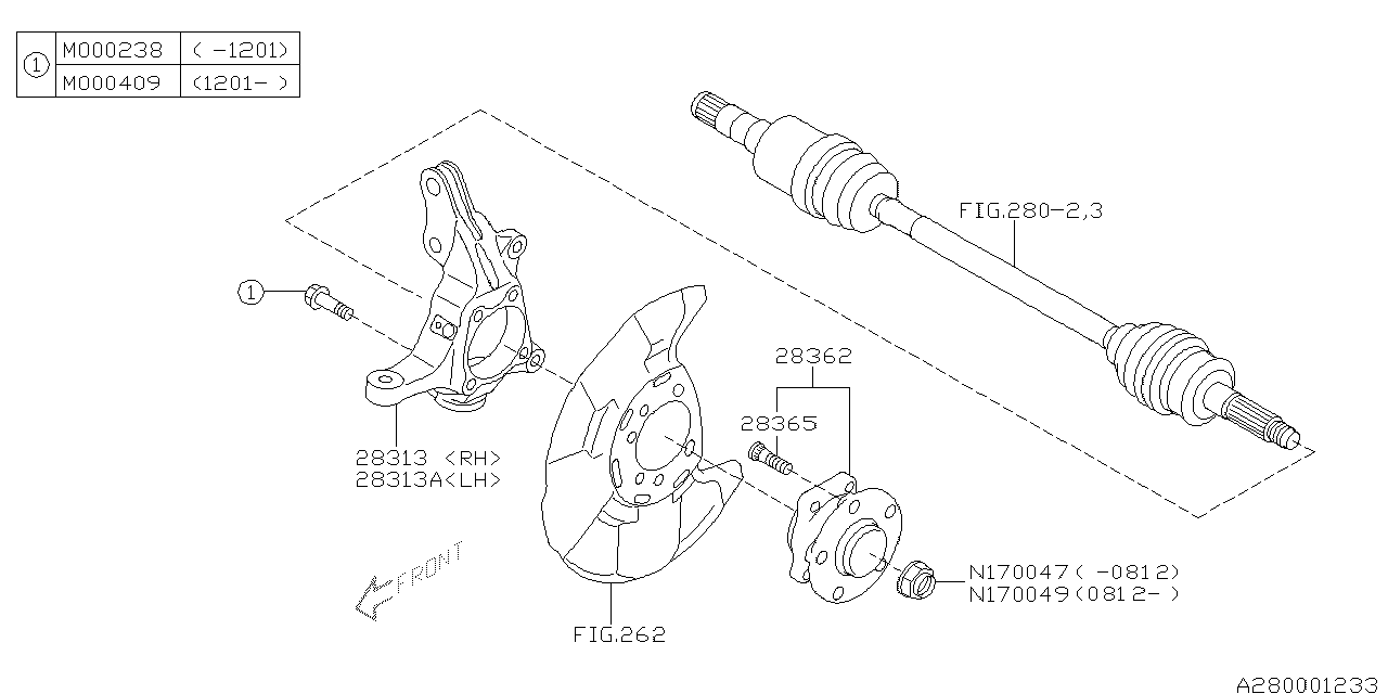 Diagram FRONT AXLE for your 2009 Subaru Impreza  Wagon 