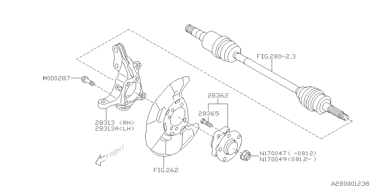 Diagram FRONT AXLE for your 2009 Subaru Impreza  Wagon 