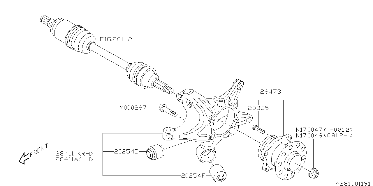 Diagram REAR AXLE for your 2010 Subaru Impreza   