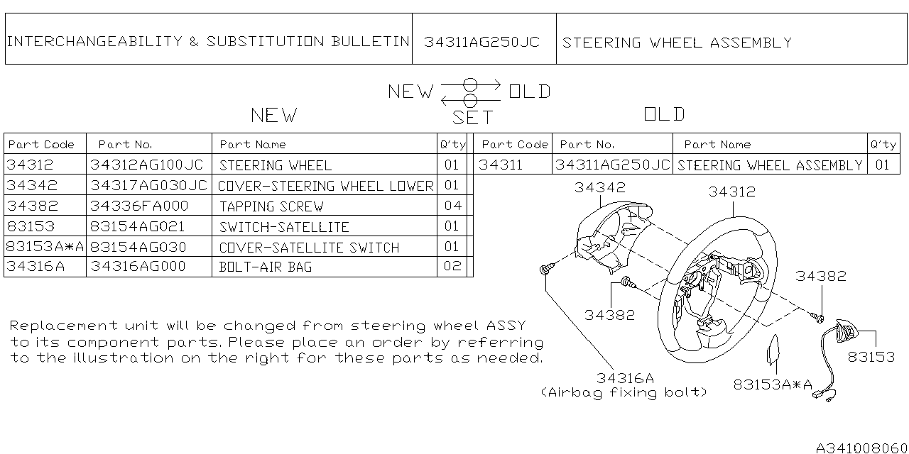 Diagram STEERING COLUMN for your Subaru Impreza  