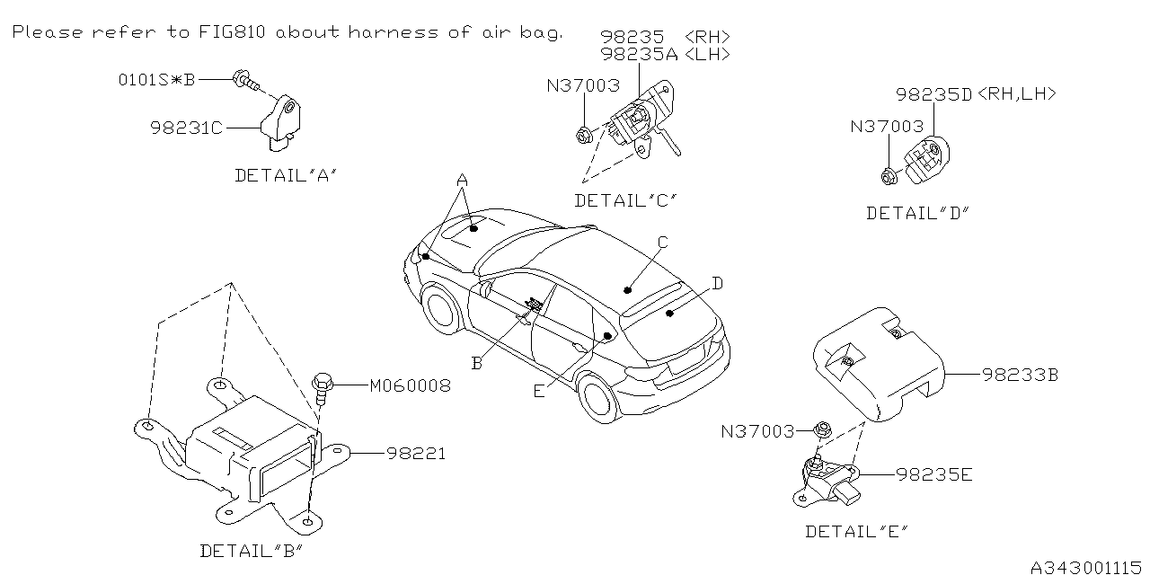 Diagram AIR BAG for your 2022 Subaru Outback   