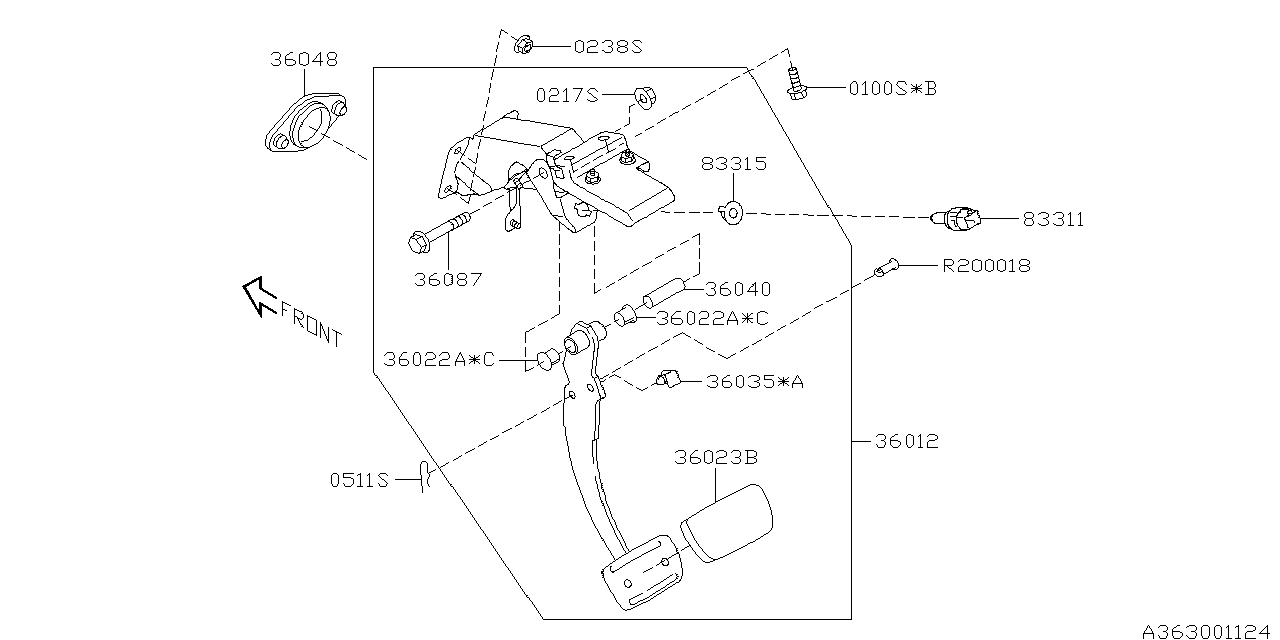 Diagram PEDAL SYSTEM for your 2009 Subaru Legacy  GT-B SEDAN 