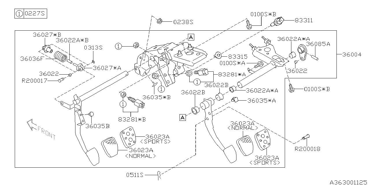 Diagram PEDAL SYSTEM for your 2001 Subaru WRX   