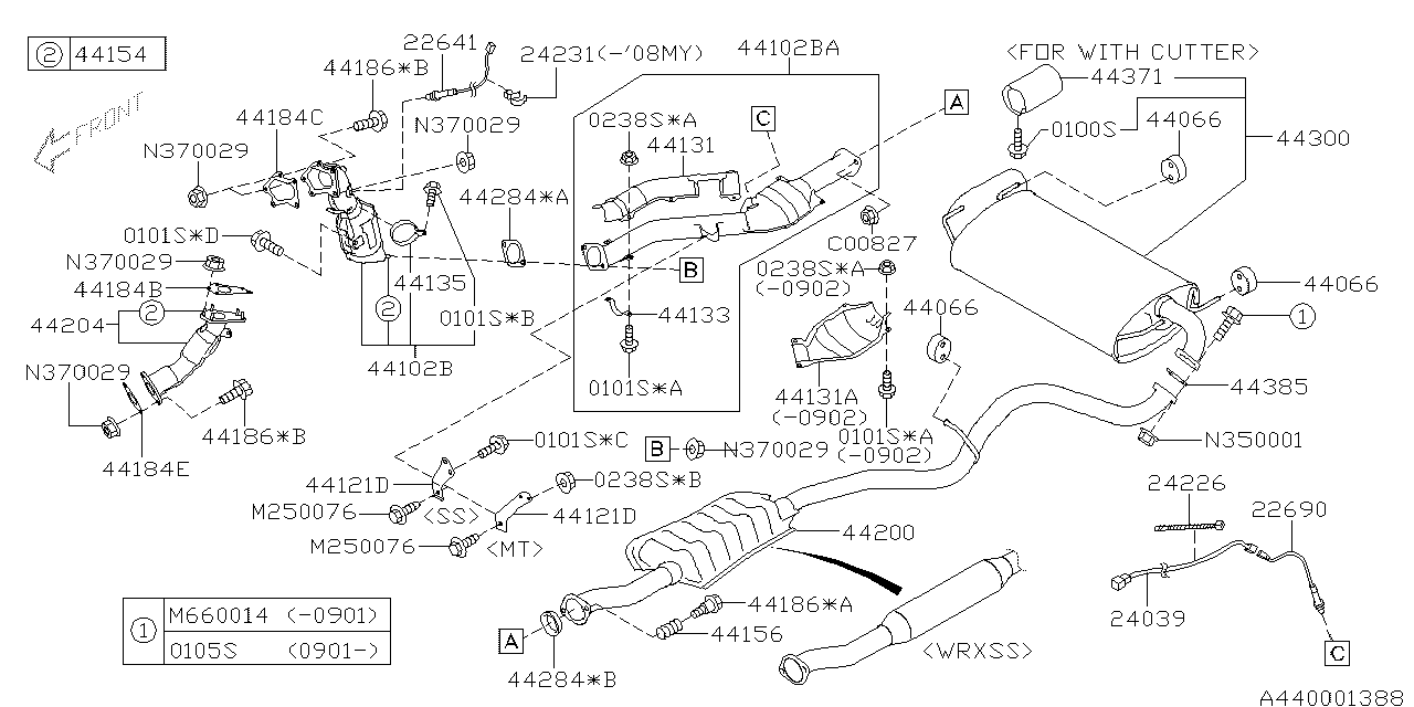 Diagram EXHAUST for your 2022 Subaru Crosstrek   