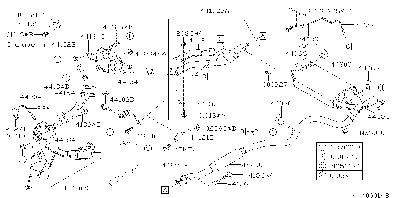 Diagram EXHAUST for your Subaru Impreza 2.0L 5MT 