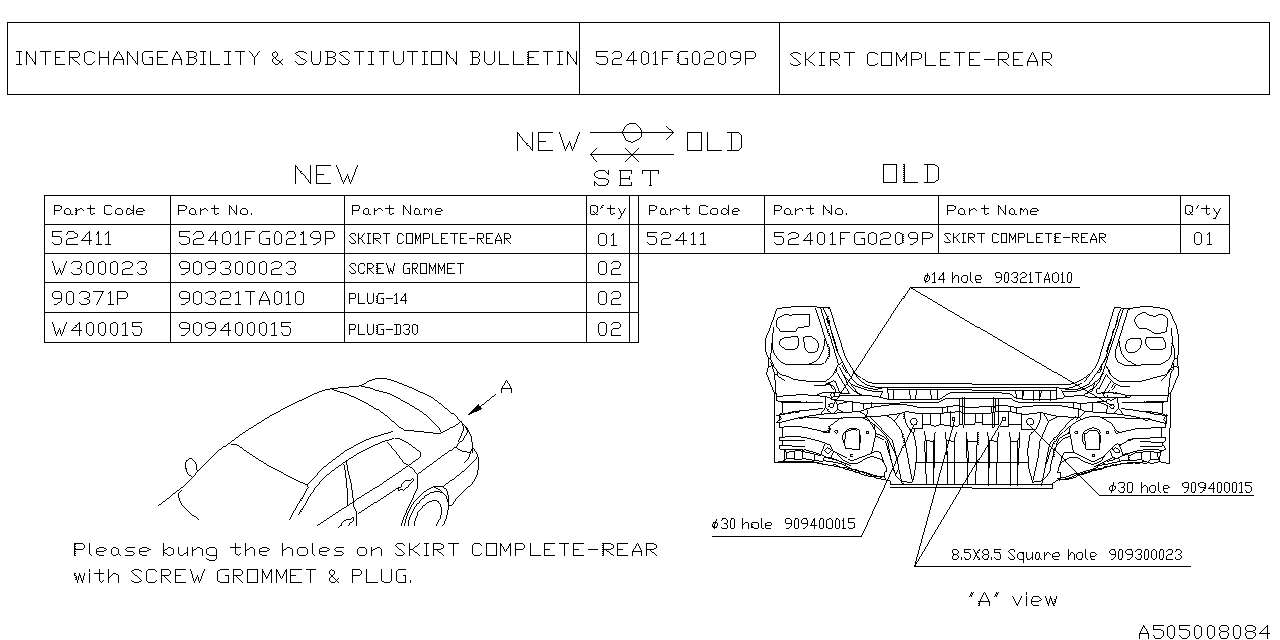 Diagram BODY PANEL for your 2008 Subaru WRX   