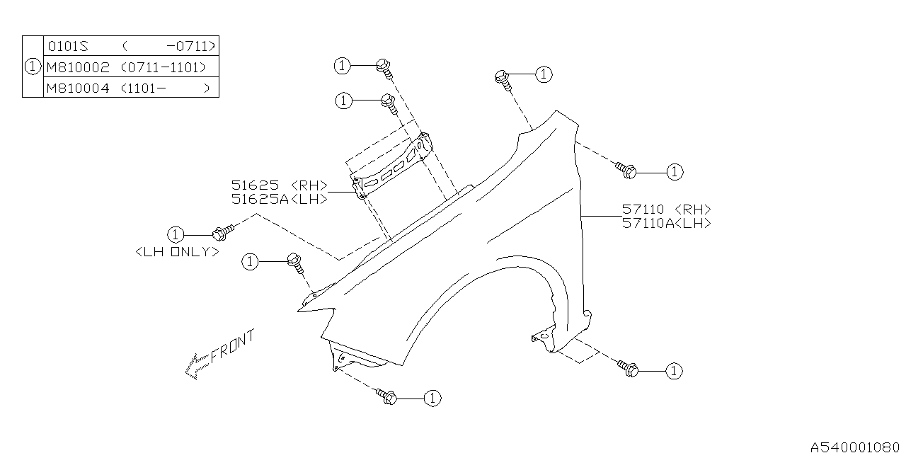 Diagram FENDER for your Subaru WRX  