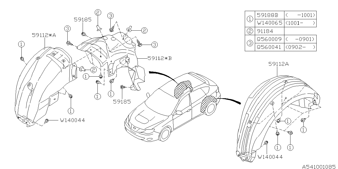 Diagram MUDGUARD for your Subaru