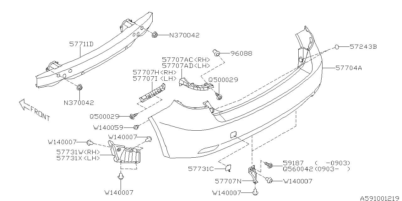 Diagram REAR BUMPER for your 2008 Subaru Impreza   