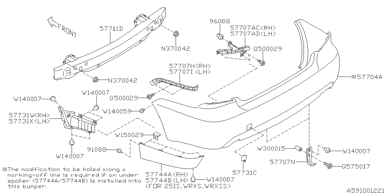 Diagram REAR BUMPER for your 2010 Subaru WRX   