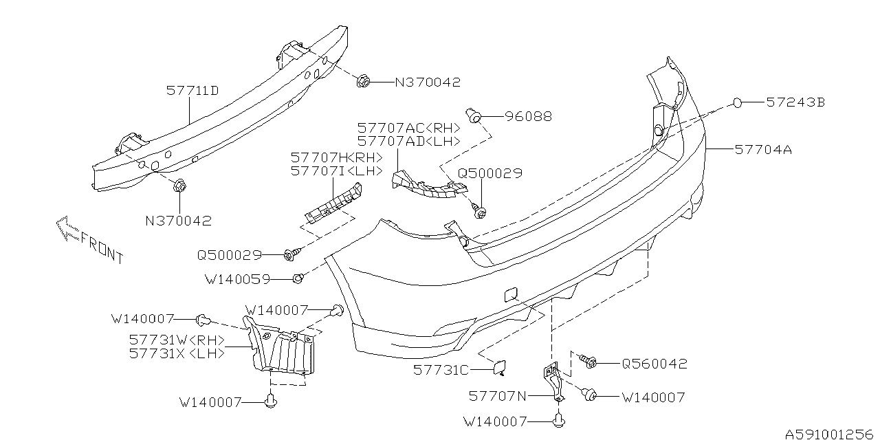 Diagram REAR BUMPER for your 2010 Subaru WRX   