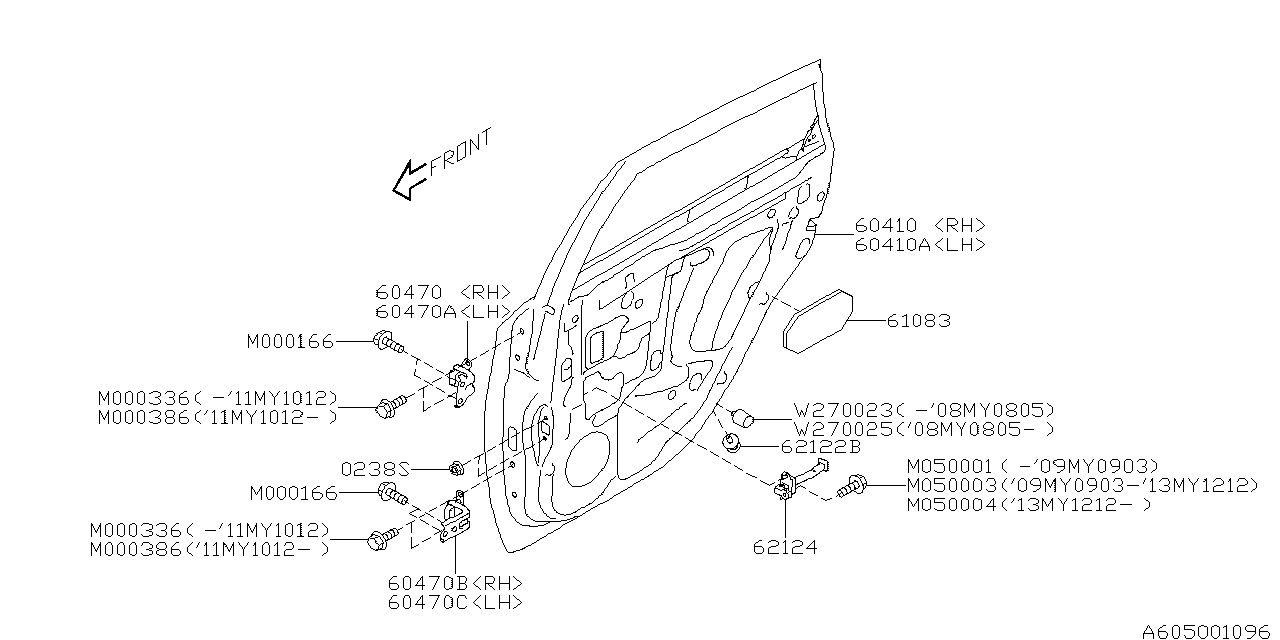 Diagram FRONT DOOR PANEL & REAR(SLIDE)DOOR PANEL for your Subaru