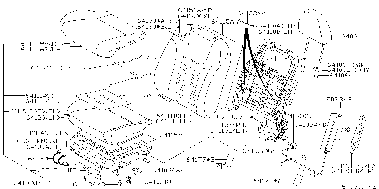 Diagram FRONT SEAT for your Subaru Forester  