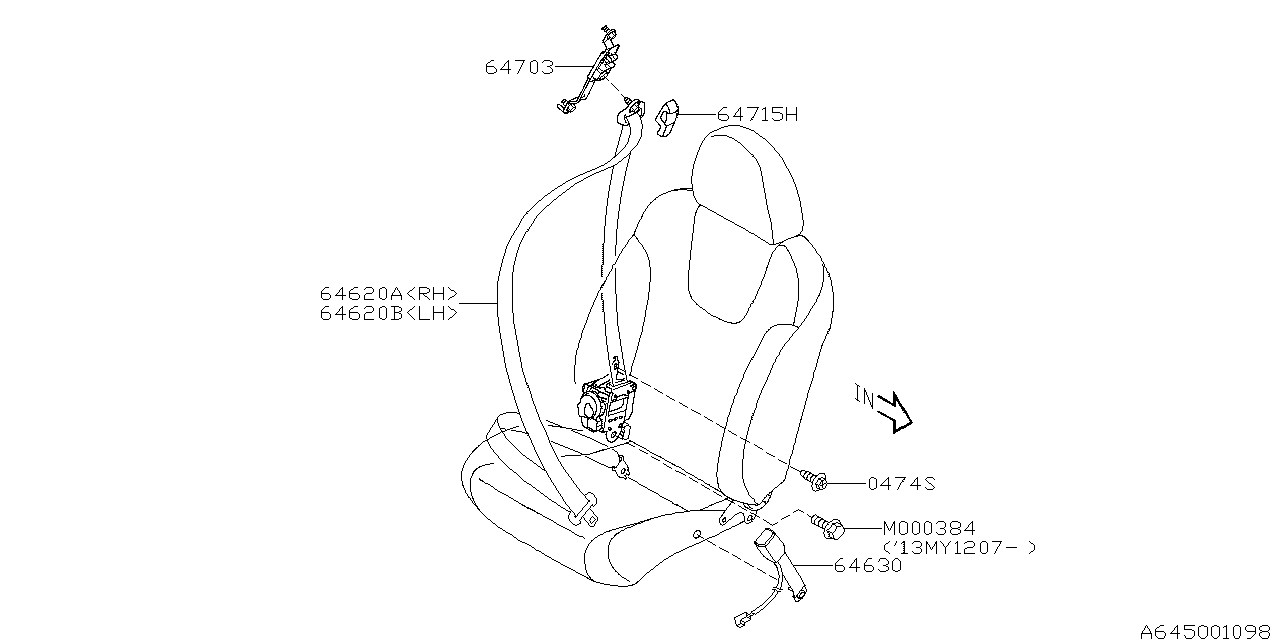 Diagram FRONT SEAT BELT for your Subaru