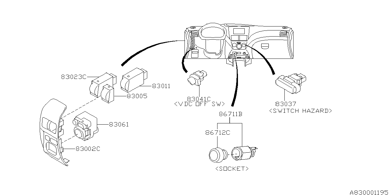 Diagram SWITCH (INSTRUMENTPANEL) for your Subaru