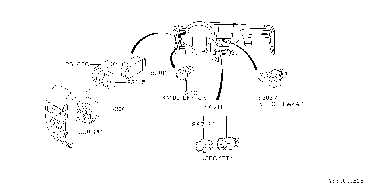 Diagram SWITCH (INSTRUMENTPANEL) for your 2009 Subaru Impreza  GT Sedan 