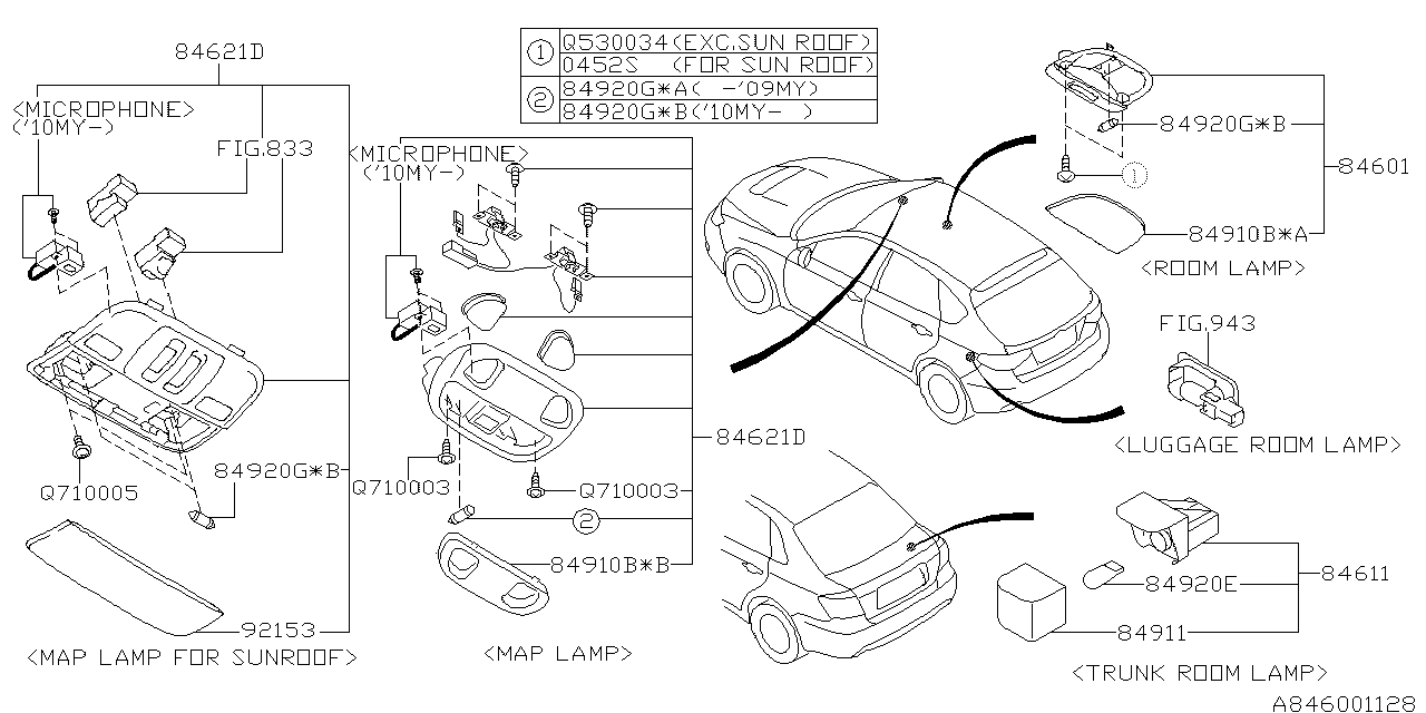 Diagram LAMP (ROOM) for your 2009 Subaru WRX   