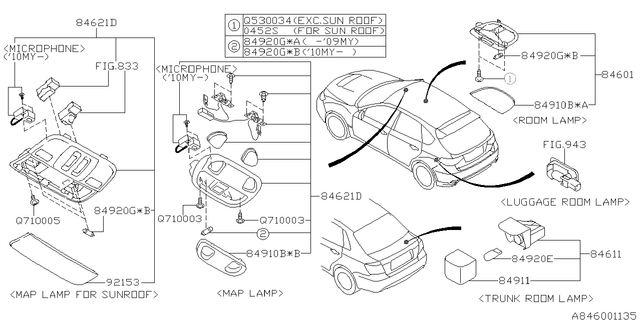 Diagram LAMP (ROOM) for your 2008 Subaru Impreza   