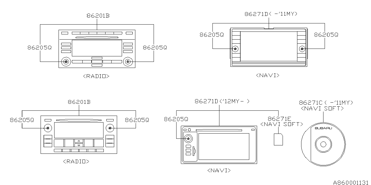 Diagram AUDIO PARTS (RADIO) for your 2013 Subaru WRX   