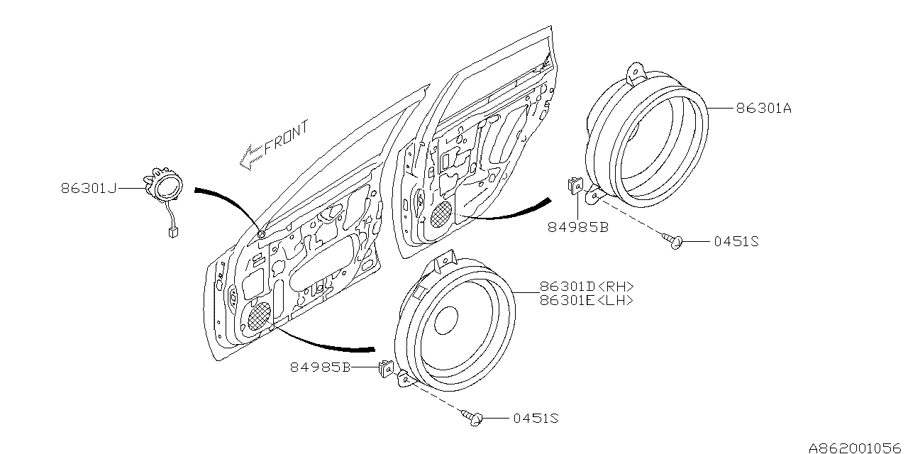 Diagram AUDIO PARTS (SPEAKER) for your Subaru