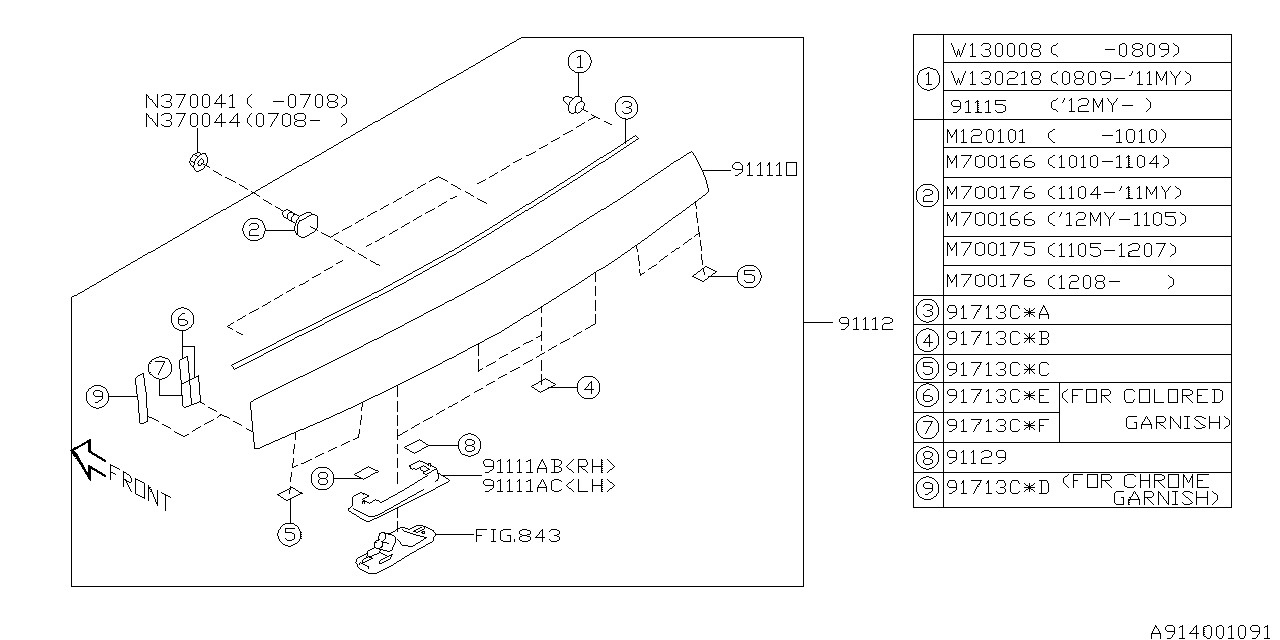 Diagram OUTER GARNISH for your 2010 Subaru Impreza   