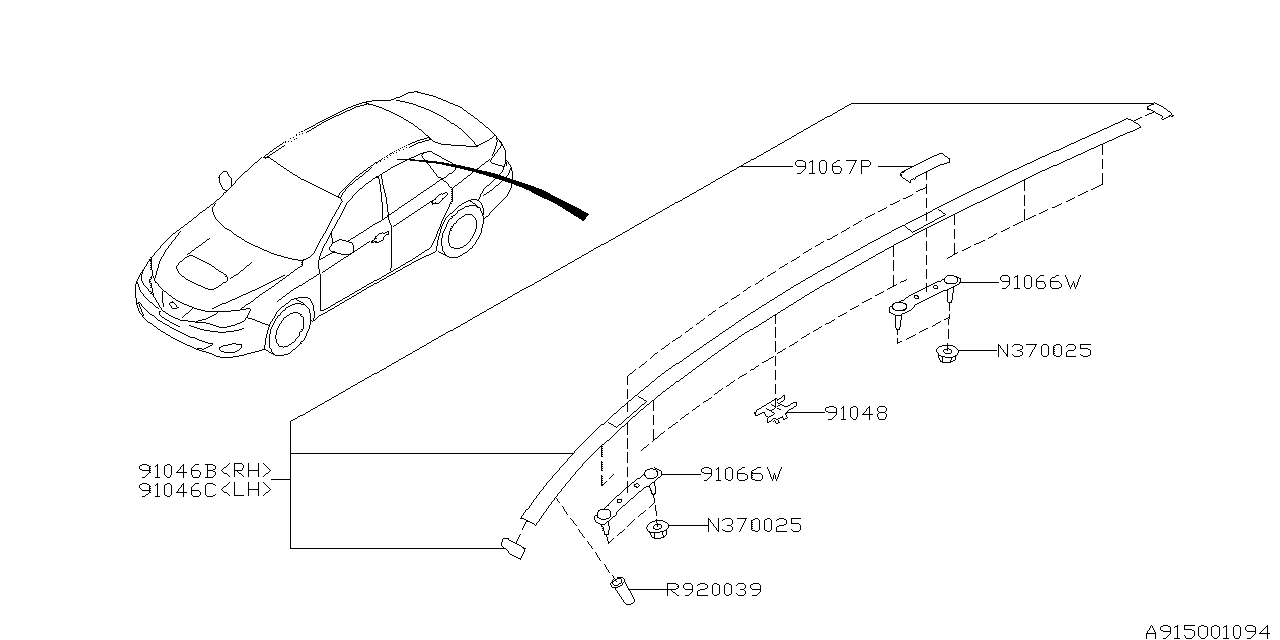 Diagram MOLDING for your 2006 Subaru Legacy   