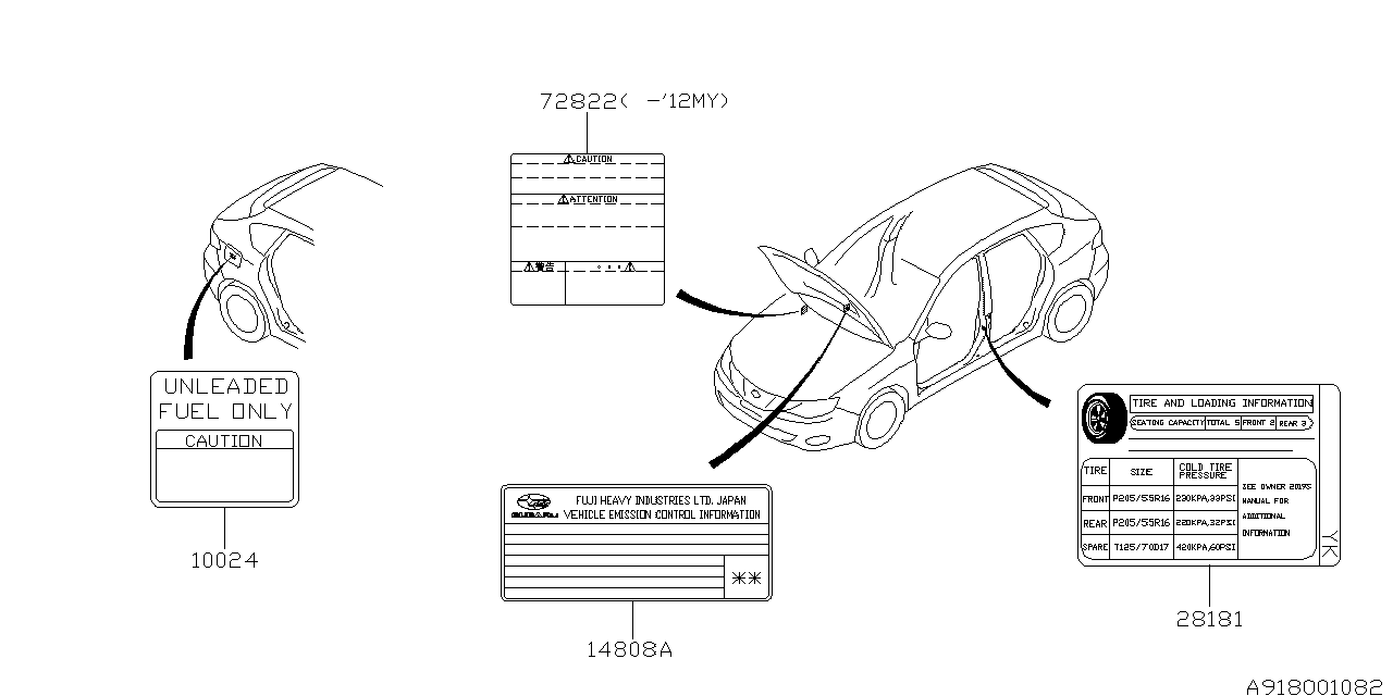 Diagram LABEL (CAUTION) for your Subaru Impreza  