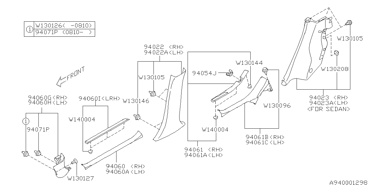 Diagram INNER TRIM for your 2010 Subaru Impreza  GT Sedan 