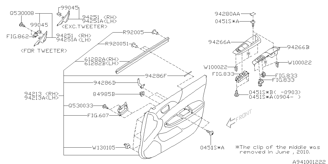 Diagram DOOR TRIM for your 2009 Subaru Impreza 2.5L TURBO AT GT Sedan 