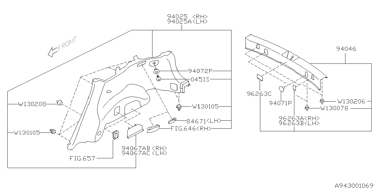 Diagram TRUNK ROOM TRIM for your 2002 Subaru Outback   