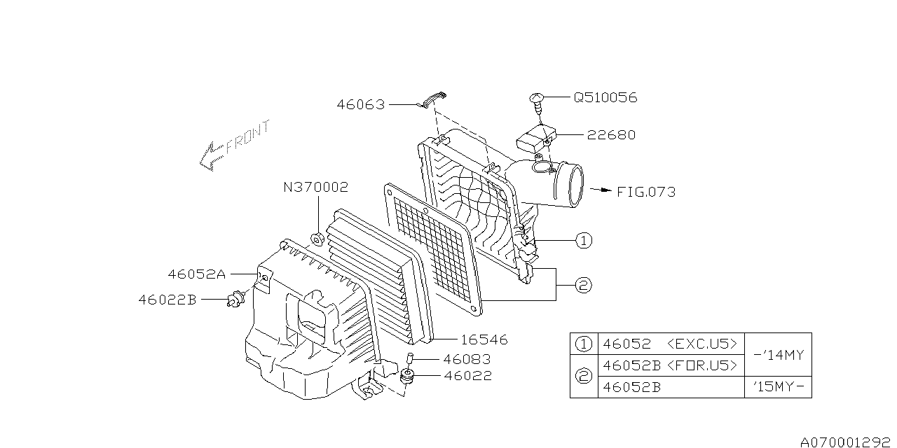 Diagram AIR CLEANER & ELEMENT for your 2014 Subaru Impreza   