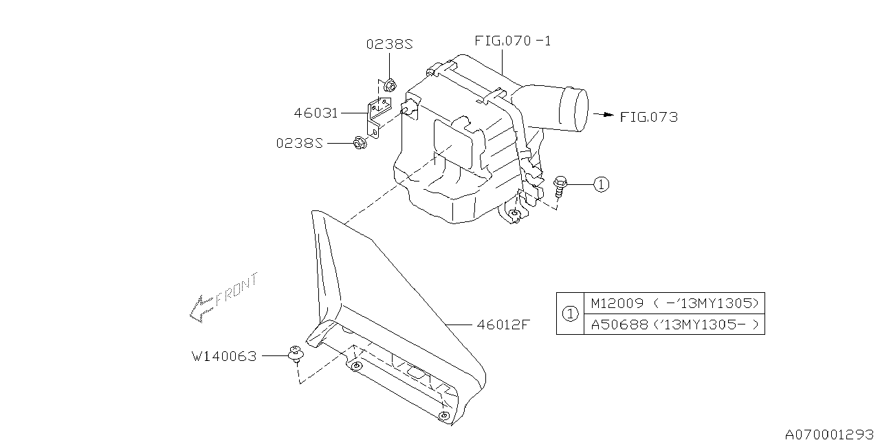 Diagram AIR CLEANER & ELEMENT for your 2013 Subaru Impreza  Sedan 