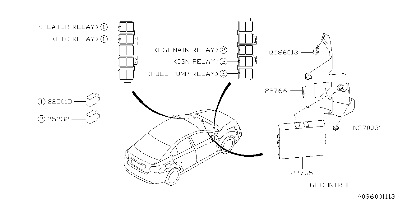 Diagram RELAY & SENSOR (ENGINE) for your 2012 Subaru Impreza  Limited Sedan 