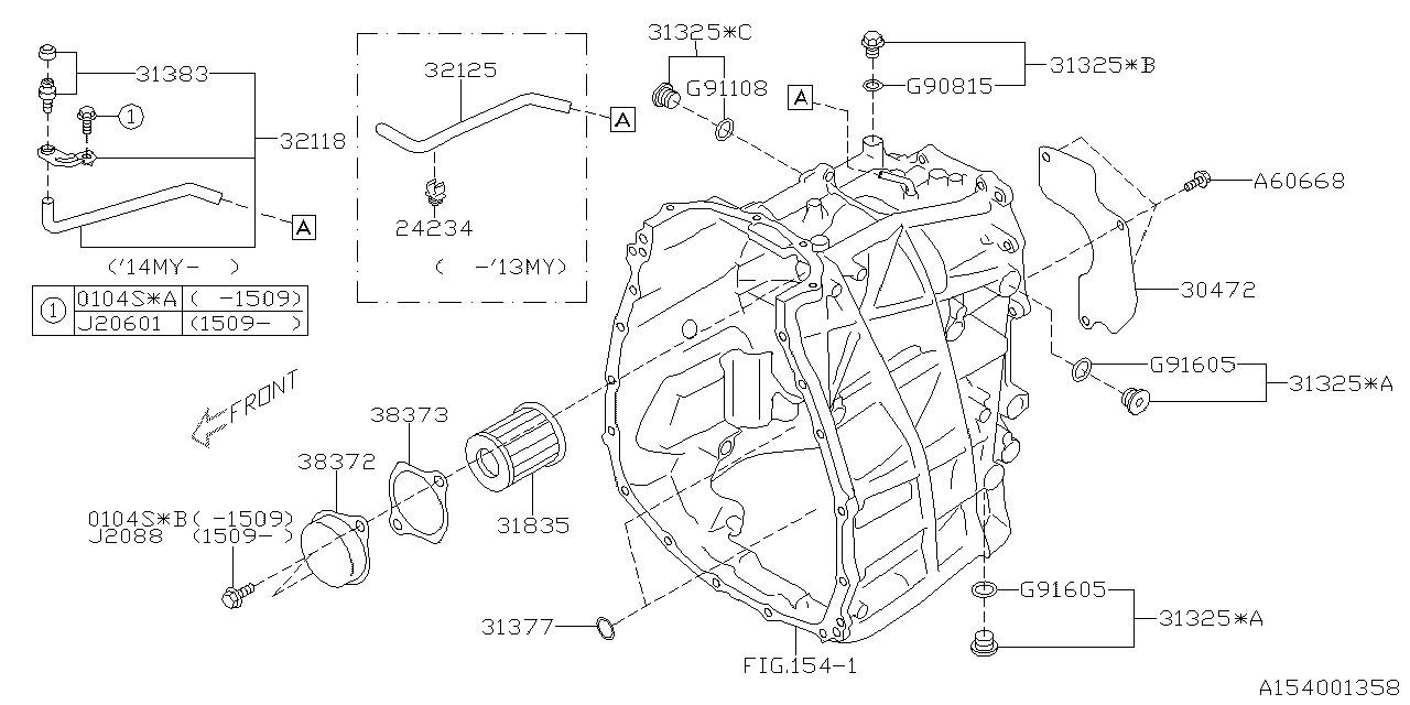 Diagram AT, TRANSMISSION CASE for your 2014 Subaru WRX  SEDAN 