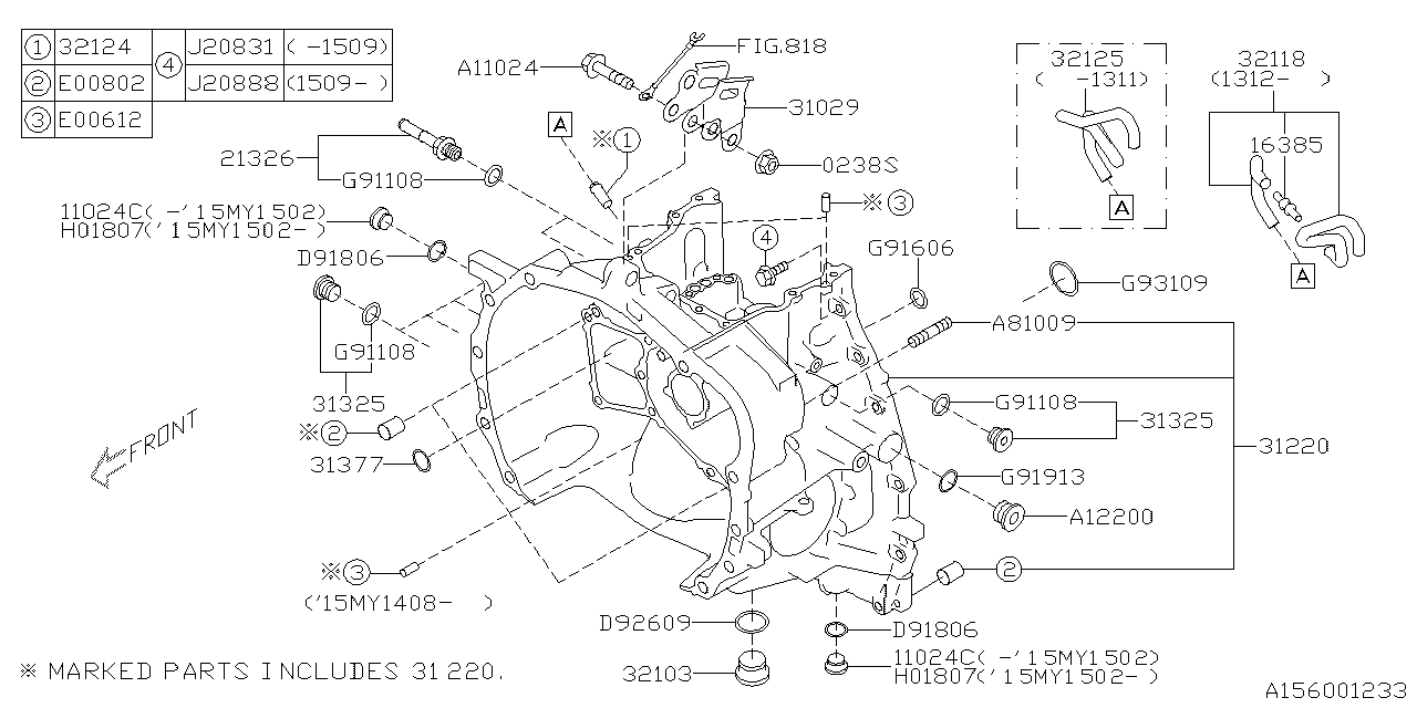 Diagram AT, TORQUE CONVERTER & CONVERTER CASE for your 2015 Subaru Impreza  Limited Sedan 