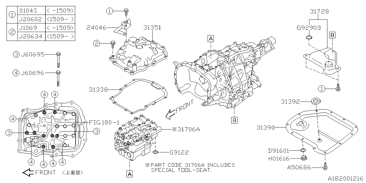 Diagram AT, CONTROL VALVE for your 2015 Subaru Impreza  LIMITED w/EyeSight SEDAN 