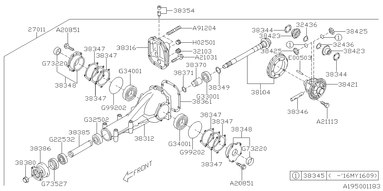 Diagram DIFFERENTIAL (INDIVIDUAL) for your 2015 Subaru Impreza  Sedan 