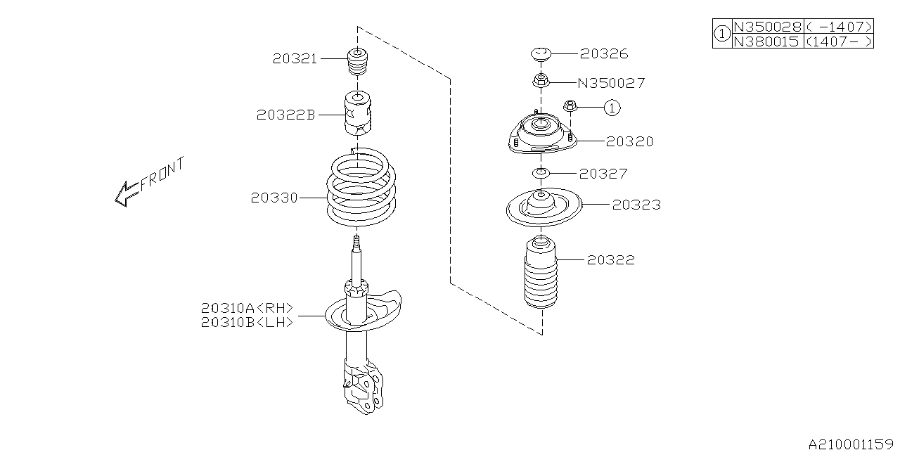 Diagram FRONT SHOCK ABSORBER for your 2016 Subaru Impreza   