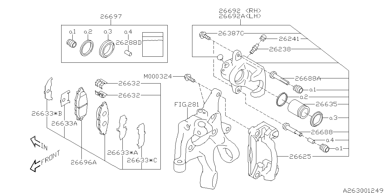 Diagram REAR BRAKE for your 2012 Subaru Impreza  Sedan 