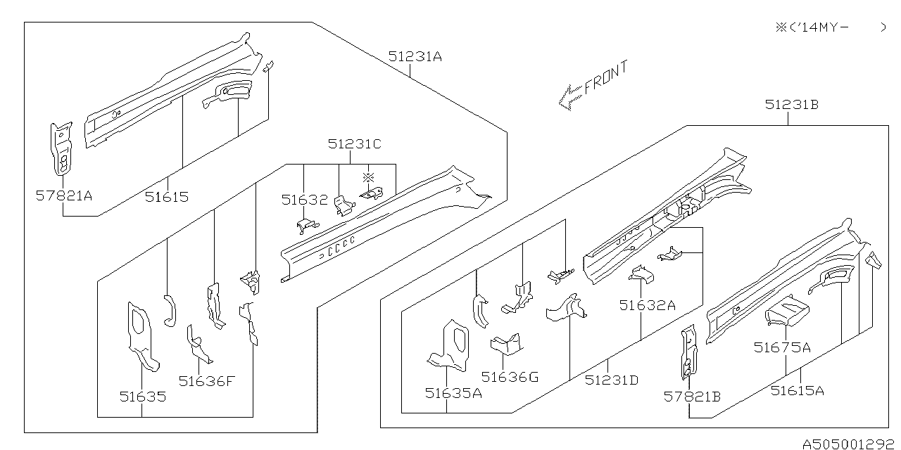 Diagram BODY PANEL for your 2014 Subaru Legacy   